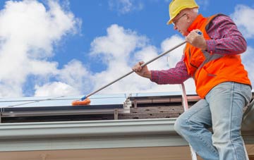 Crew soft wash roof cleaning